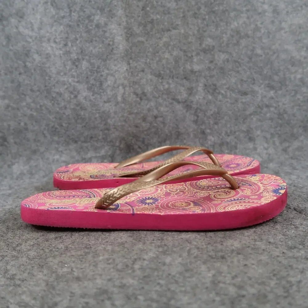Wallflower Shoes Girls 5 Sandals Flip Flops Casual Slip On Pink Paisley Flat Kid